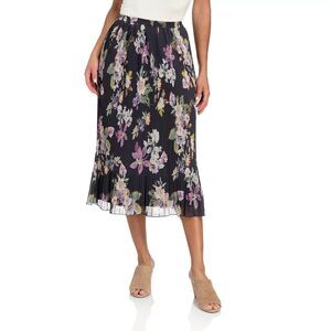 Christopher & Banks Women's X (14W) Floral Pleated Midi Skirt Cottagecore Church
